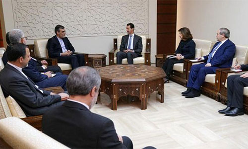 Bashar al Assad con Husein Yaberi Ansari Siria proseguirá la guerra contra la lacra del terrorismo, afirma Al Assad